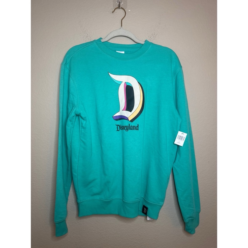 Disneyland Disney Parks “D” Logo Pullover Teal Sweatshirt Size Small New